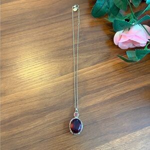 Monet JCPenney Bauble Bar Gold Necklace with Deep Red Pendant
